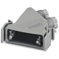 D-Sub connector housing, size: 3 (DB), angled 45°, cable Ø 5 to 13 mm, PA, gray, 1689792