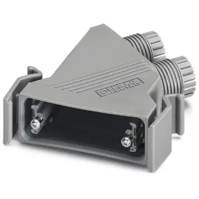D-Sub connector housing, size: 3 (DB), angled 45°, cable Ø 5 to 13 mm, PA, gray, 1689792 - 1