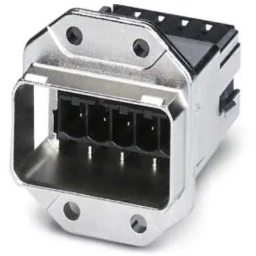 Panel feed through, silver, panel mounting, for push-pull connector, 1608249 - 1