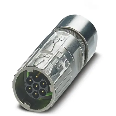 Plug, M17, 7 pole, crimp connection, ONECLICK quick locking system, straight, 1628991 - 1