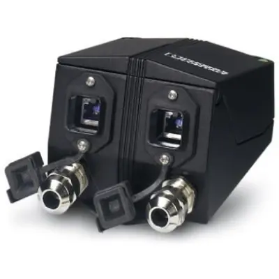 Terminal socket, 2 x RJ45, horizontal, 1 row, (W x H x D) 98 x 81 x 149 mm, black, 1404281 - 1