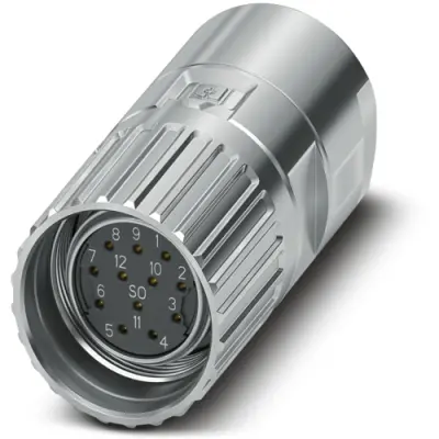 Jack, M23, 12 pole, crimp connection, screw locking, straight, 1069309 - 1