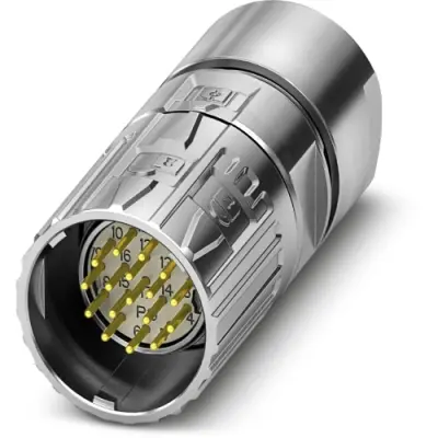 Plug, M23, 16 pole, solder connection, ONECLICK quick locking system, straight, 1679699 - 1