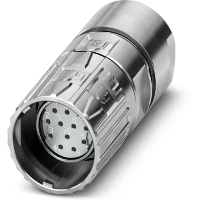 Jack, M23, 17 pole, solder connection, ONECLICK quick locking system, straight, 1342728 - 1
