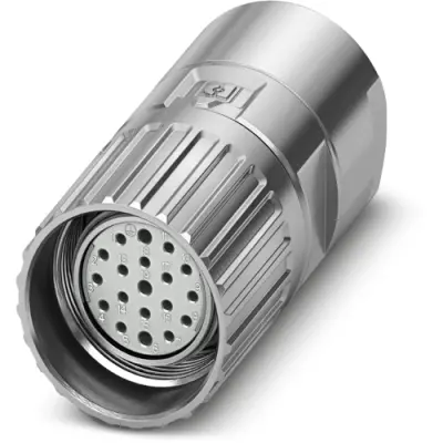 Jack, M23, 19 pole, solder connection, screw locking, straight, 1341236 - 1