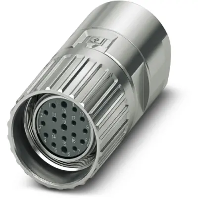 Jack, M23, 19 pole, crimp connection, screw locking, straight, 1718394 - 1
