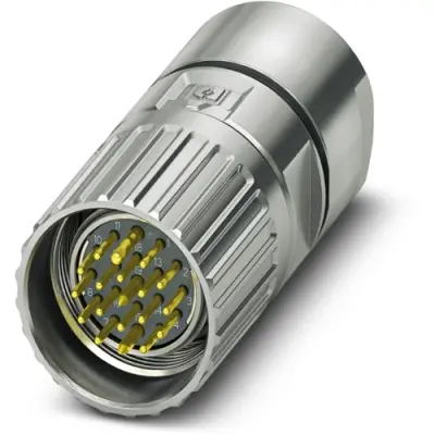 Plug, M23, 19 pole, crimp connection, screw locking, straight, 1629193 - 1