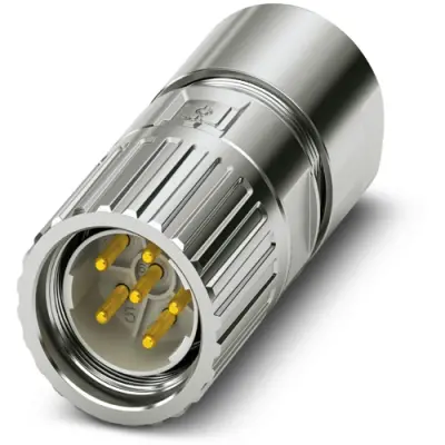 Plug, M23, 6 pole, crimp connection, screw locking, straight, 1628879 - 1