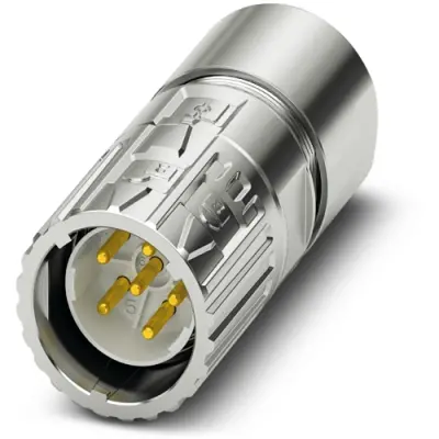 Plug, M23, 6 pole, crimp connection, ONECLICK quick locking system, straight, 1628871 - 1