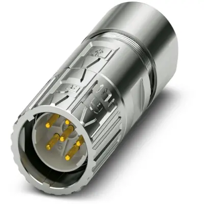 Plug, M23, 6 pole, crimp connection, ONECLICK quick locking system, straight, 1628852 - 1