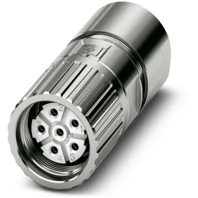 Jack, M23, 6 pole, crimp connection, screw locking, straight, 1628824 - 1