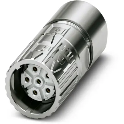 Jack, M23, 6 pole, crimp connection, ONECLICK quick locking system, straight, 1628816 - 1