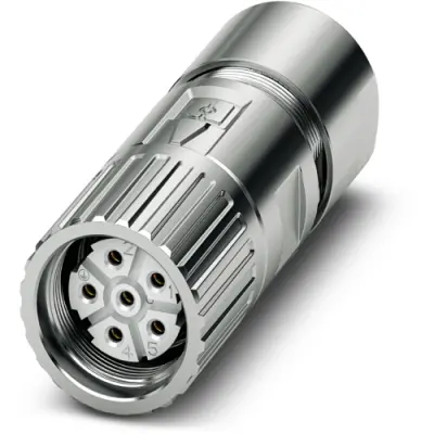 Jack, M23, 6 pole, crimp connection, screw locking, straight, 1628806 - 1