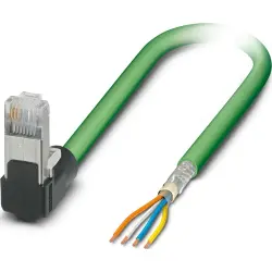 Patch cable, RJ45 plug, angled to open end, Cat 5, SF/TQ, PVC, 0.3 m, green, 1113308