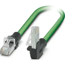 Patch cable, RJ45 plug, straight to RJ45 plug, angled, Cat 5, SF/TQ, PVC, 0.5 m, green, 1113295
