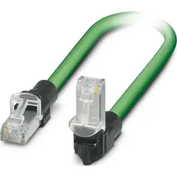 Patch cable, RJ45 plug, straight to RJ45 plug, angled, Cat 5, SF/TQ, PVC, 0.3 m, green, 1113322