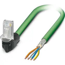Patch cable, RJ45 plug, angled to open end, Cat 5, SF/TQ, PVC, 2 m, green, 1113315