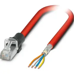 Patch cable, RJ45 plug, straight to open end, Cat 5, SF/TQ, PVC, 3 m, red, 1112858