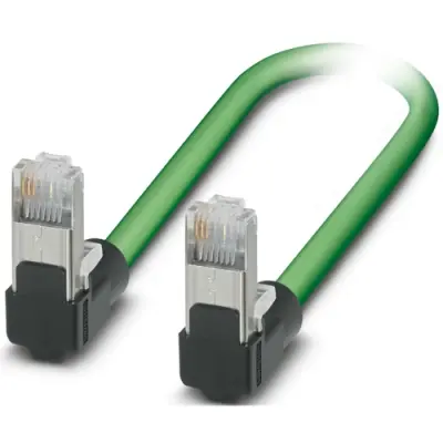Patch cable, RJ45 plug, angled to RJ45 plug, angled, Cat 5, SF/TQ, PVC, 1 m, green, 1113299 - 1