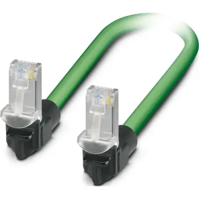 Patch cable, RJ45 plug, angled to RJ45 plug, angled, Cat 5, SF/TQ, PVC, 1 m, green, 1113312 - 1