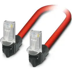 Patch cable, RJ45 plug, angled to RJ45 plug, angled, Cat 5, SF/TQ, PVC, 2 m, red, 1113274