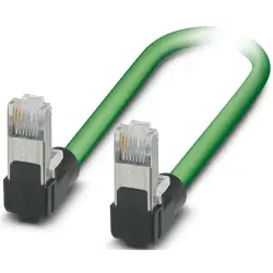 Patch cable, RJ45 plug, angled to RJ45 plug, angled, Cat 5, SF/TQ, PVC, 2 m, green, 1113298