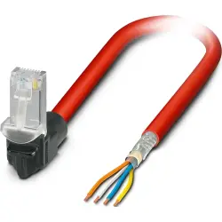 Patch cable, RJ45 plug, angled to open end, Cat 5, SF/TQ, PVC, 5 m, red, 1113214