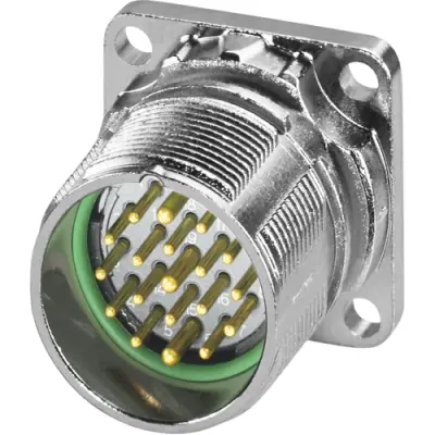Flange plug, M23, 19 pole, crimp connection, standard/ONECLICK quick locking system, straight, 1718620 - 1