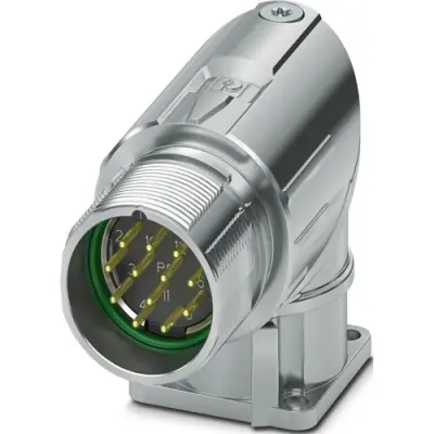 Surface-mounting plug, M23, 12 pole, crimp connection, standard/ONECLICK quick locking system, angled, 1069328 - 1