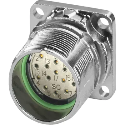 Flange socket, M23, 16 pole, solder connection, standard/ONECLICK quick locking system, straight, 1679718 - 1