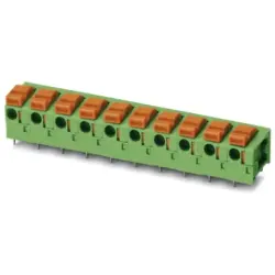 PCB terminal, 2 pole, pitch 7.62 mm, AWG 24-16, 17.5 A, spring-clamp connection, green, 1700758