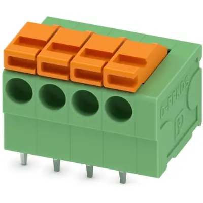 PCB terminal, 4 pole, pitch 3.81 mm, AWG 26-18, 12 A, spring-clamp connection, green, 1700282 - 1
