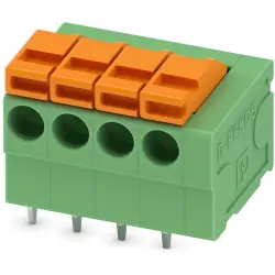PCB terminal, 4 pole, pitch 3.81 mm, AWG 26-18, 12 A, spring-clamp connection, green, 1700282