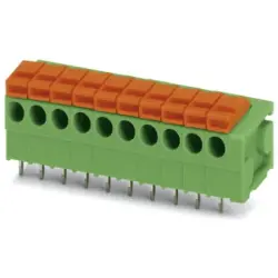 PCB terminal, 7 pole, pitch 3.81 mm, AWG 26-18, 12 A, spring-clamp connection, green, 1991707