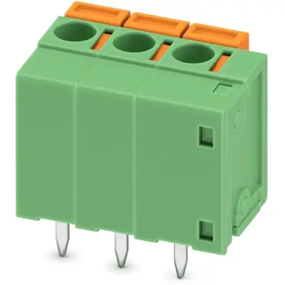 PCB terminal, 3 pole, pitch 5.08 mm, AWG 24-16, 15 A, spring-clamp connection, green, 1704376 - 1