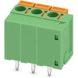 PCB terminal, 3 pole, pitch 5.08 mm, AWG 24-16, 15 A, spring-clamp connection, green, 1704376