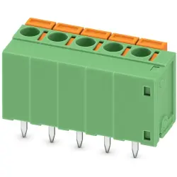 PCB terminal, 5 pole, pitch 5.08 mm, AWG 24-16, 15 A, spring-clamp connection, green, 1751565