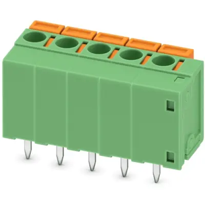 PCB terminal, 5 pole, pitch 5.08 mm, AWG 24-16, 15 A, spring-clamp connection, green, 1751565 - 1