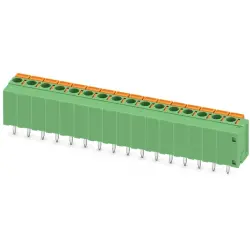 PCB terminal, 16 pole, pitch 5.08 mm, AWG 24-16, 15 A, spring-clamp connection, green, 1868623