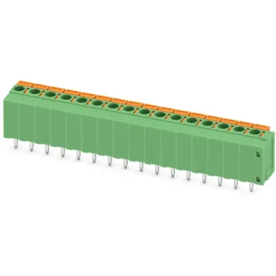PCB terminal, 16 pole, pitch 5.08 mm, AWG 24-16, 15 A, spring-clamp connection, green, 1868623 - 1