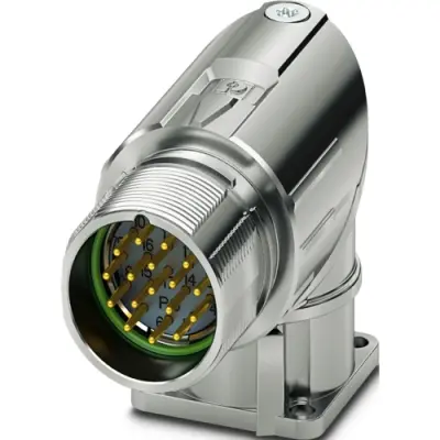 Surface mounted plug, M23, 17 pole, crimp connection, ONECLICK quick locking system, angled, 1628492 - 1