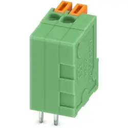 PCB terminal, 2 pole, pitch 2.54 mm, AWG 26-20, 6 A, spring-clamp connection, green, 1789618