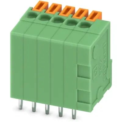 PCB terminal, 5 pole, pitch 2.54 mm, AWG 26-20, 6 A, spring-clamp connection, green, 1789582 - 1