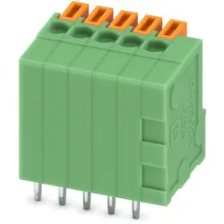 PCB terminal, 5 pole, pitch 2.54 mm, AWG 26-20, 6 A, spring-clamp connection, green, 1789582