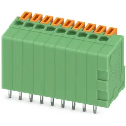 PCB terminal, 9 pole, pitch 2.54 mm, AWG 26-20, 6 A, spring-clamp connection, green, 1888276