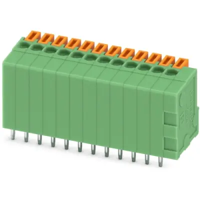 PCB terminal, 12 pole, pitch 2.54 mm, AWG 26-20, 6 A, spring-clamp connection, green, 1780950 - 1
