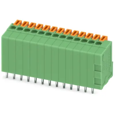 PCB terminal, 13 pole, pitch 2.54 mm, AWG 26-20, 6 A, spring-clamp connection, green, 1700266 - 1