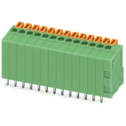 PCB terminal, 13 pole, pitch 2.54 mm, AWG 26-20, 6 A, spring-clamp connection, green, 1700266