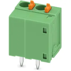 PCB terminal, 2 pole, pitch 5.08 mm, AWG 24-16, 15 A, spring-clamp connection, green, 1986592