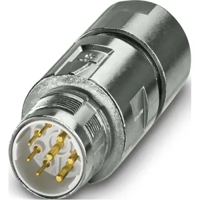 Plug, M23, 8 pole, crimp connection, ONECLICK quick locking system, straight, 1628779 - 1